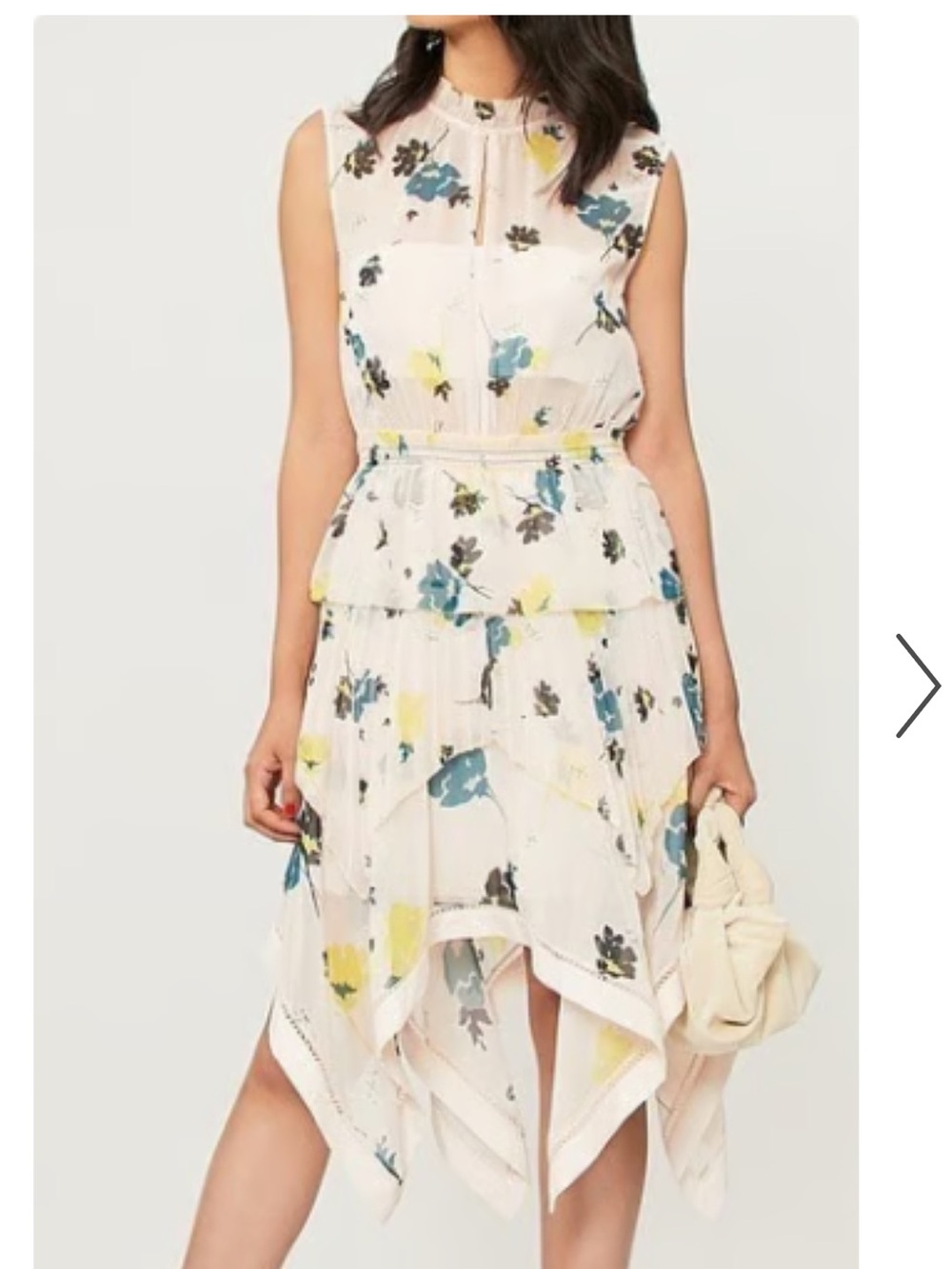 Self-Portrait Cream Floral Asymmetrical Dress